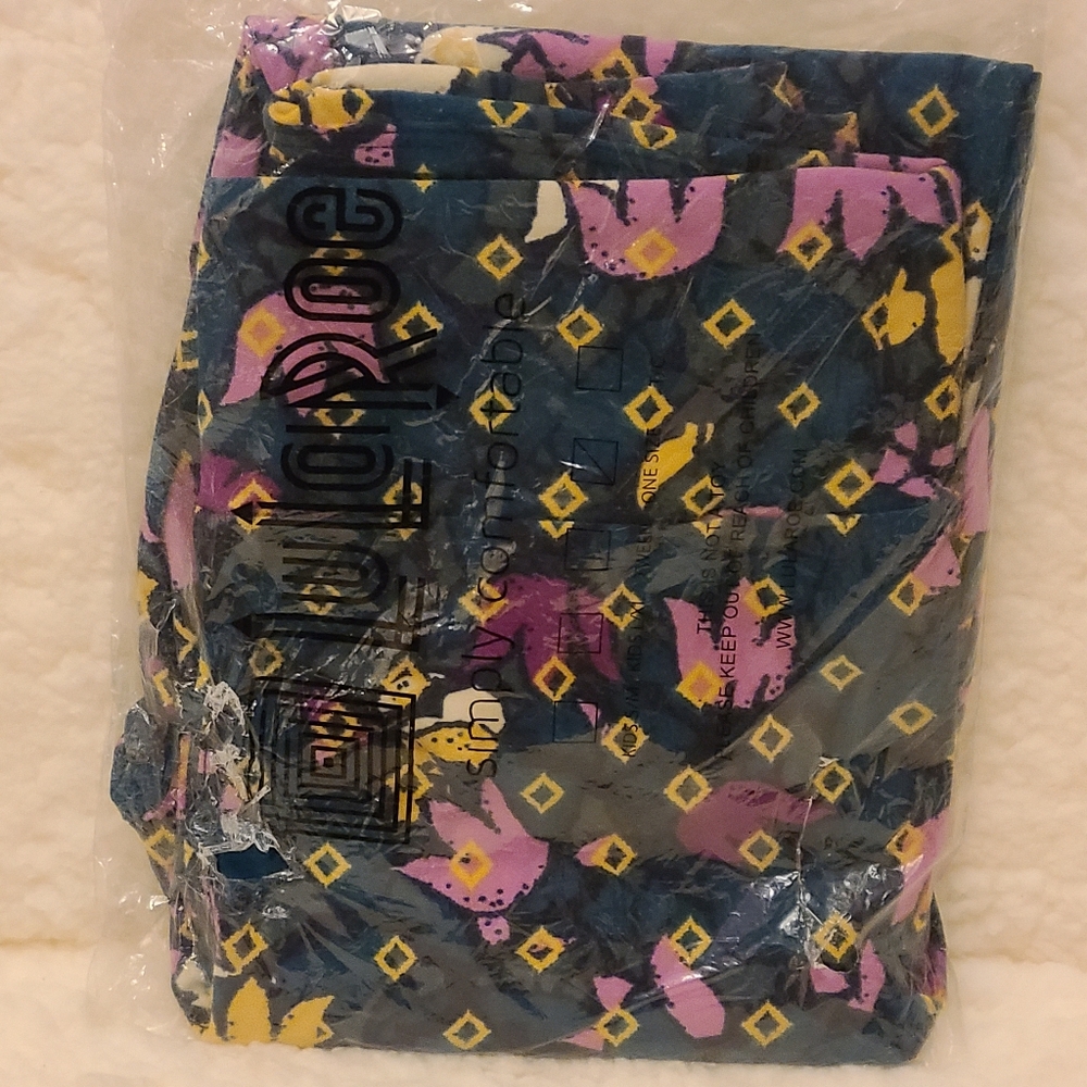 NWT LuLaRoe OS Leggings Teal Floral Pink Purple Yellow Tulips